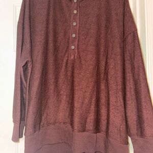 Maurices Womans Maroon Henley Sweater